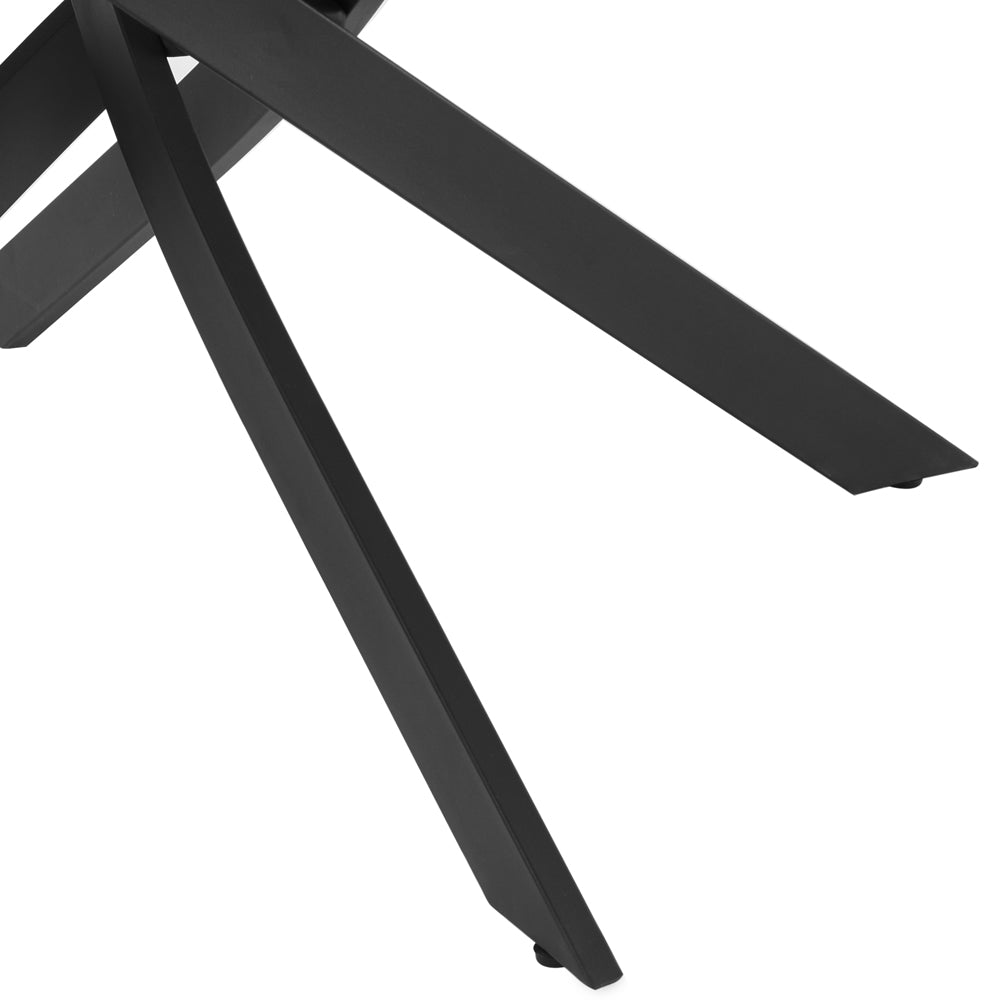 Lavina 6 Seater Round Glass Dining Table, Black Legs