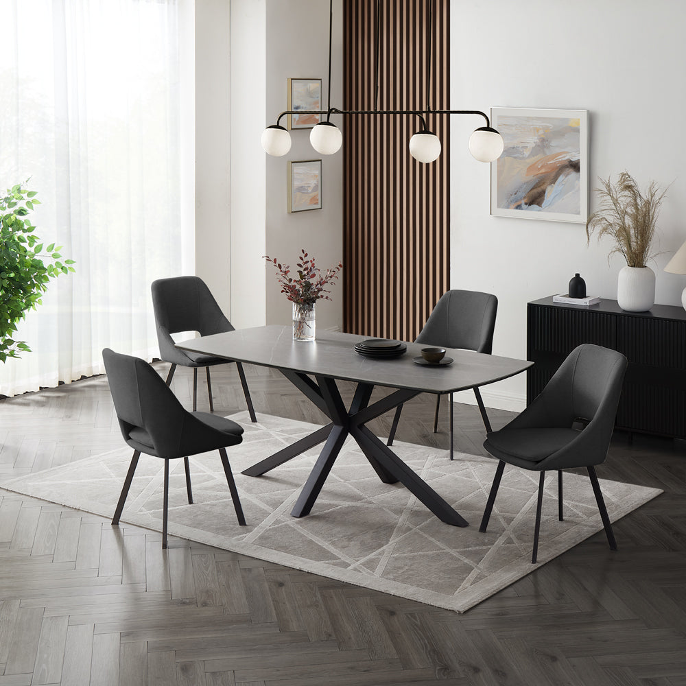 Billie Dining Chair Set of 2, Grey Fabric