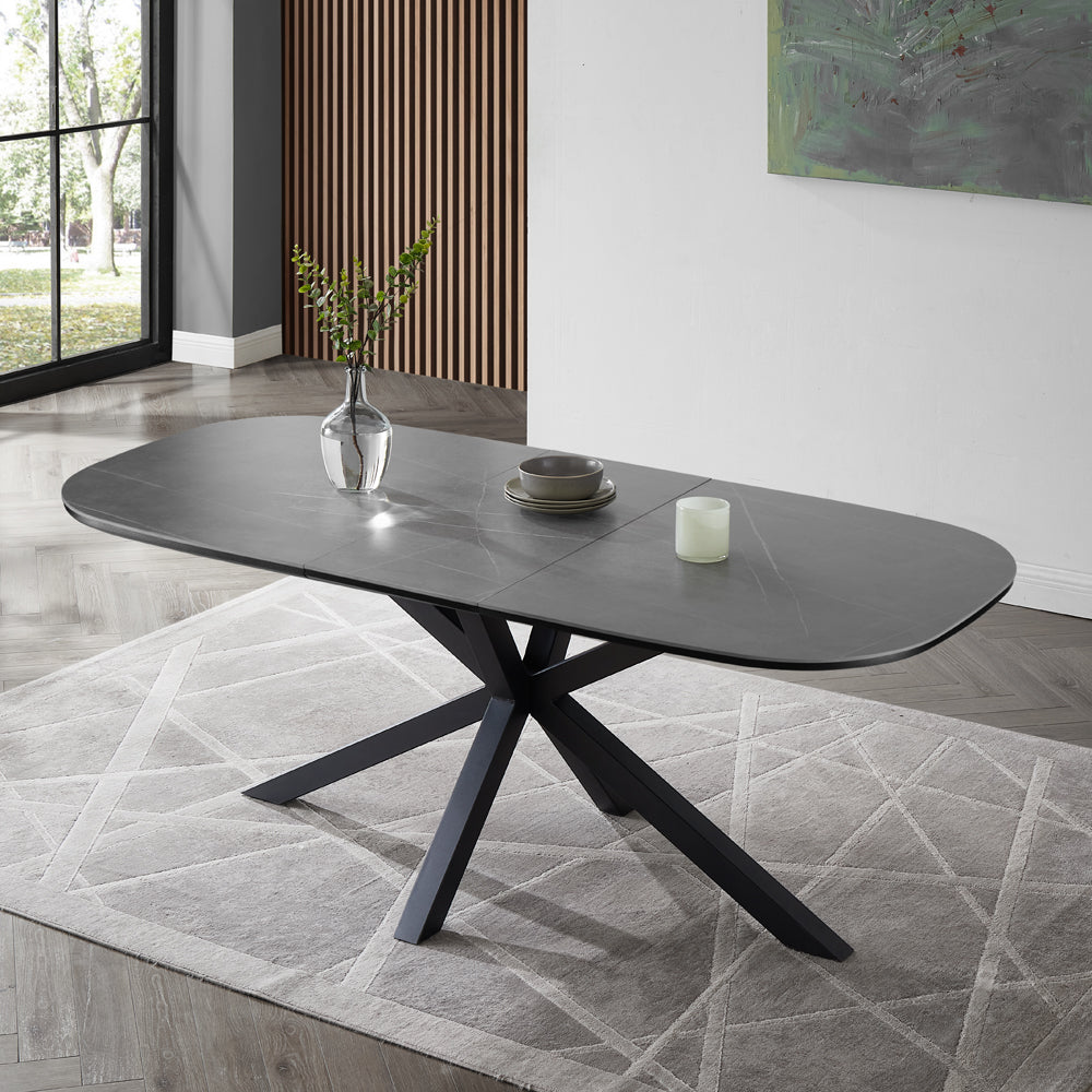 Vera Extending 160-200cm Ceramic Dining Table, Grey