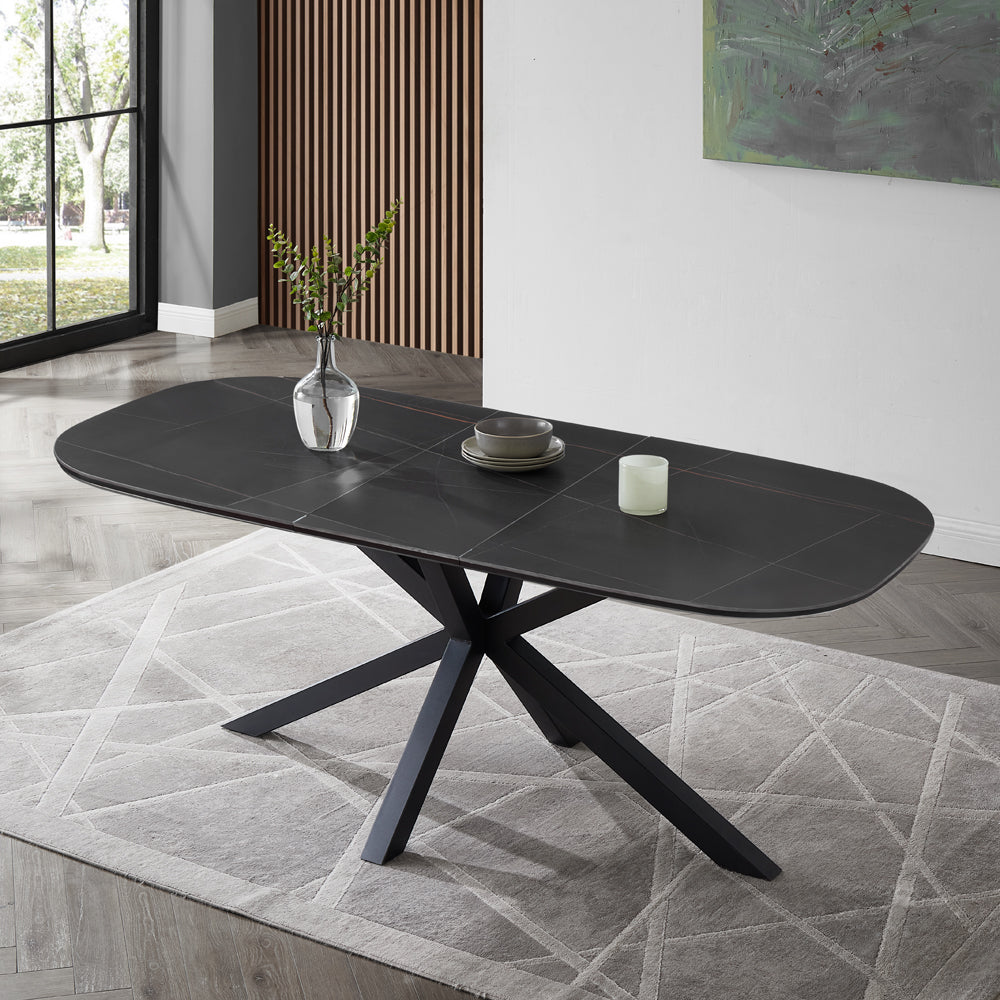 Vera Extending 160-200cm Ceramic Dining Table, Black