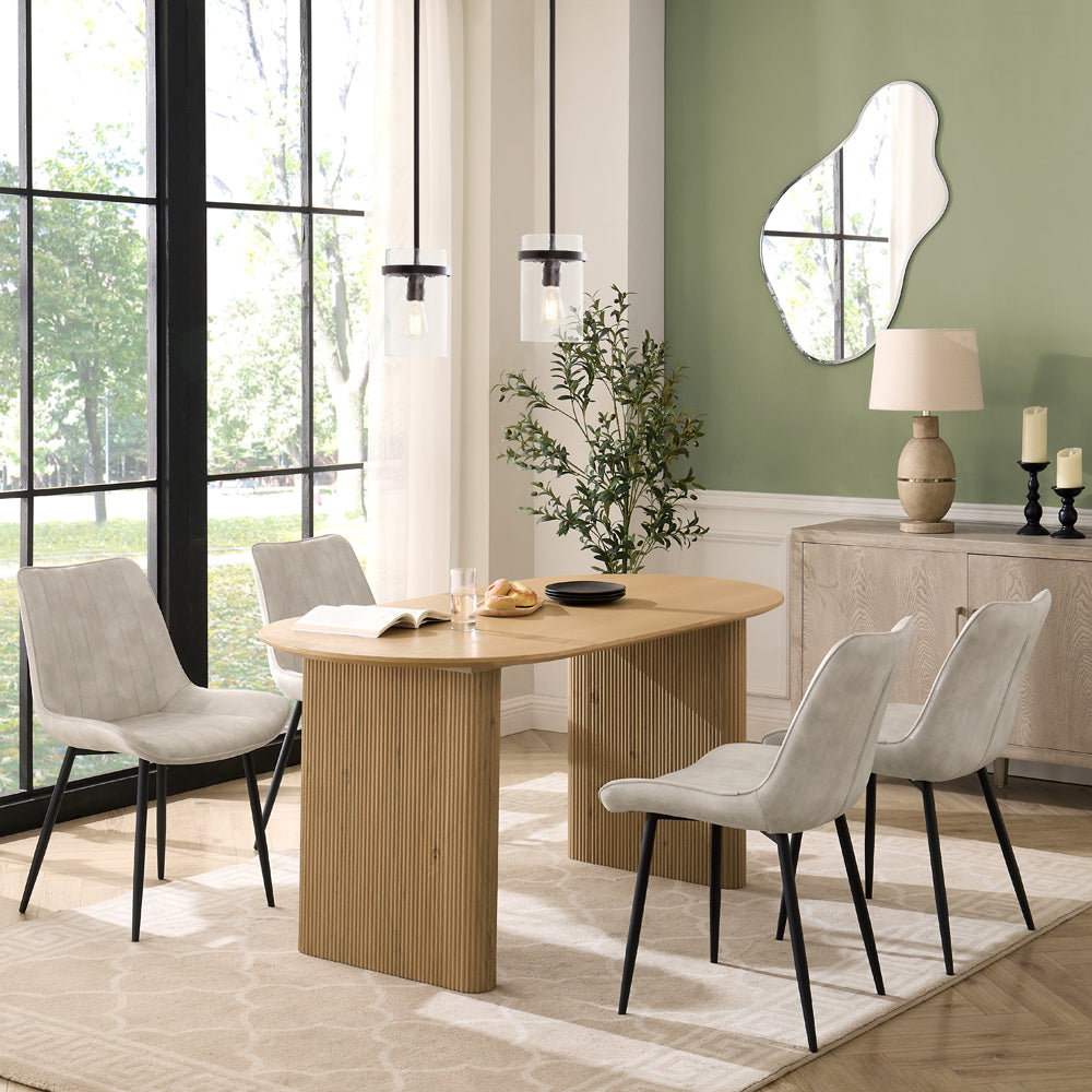 Tokyo Japandi Wooden Table Dining Set with Dining Chairs
