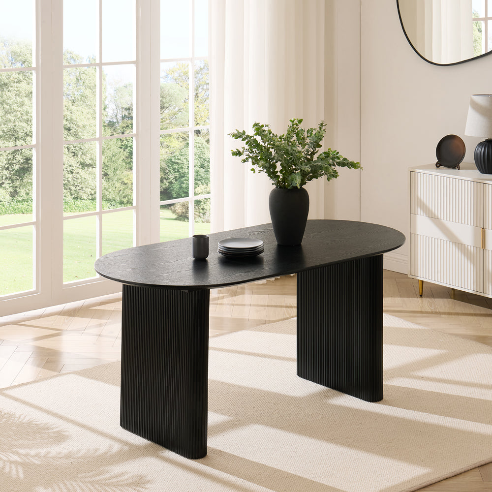 Japan Oval Japandi Dining Table, Black