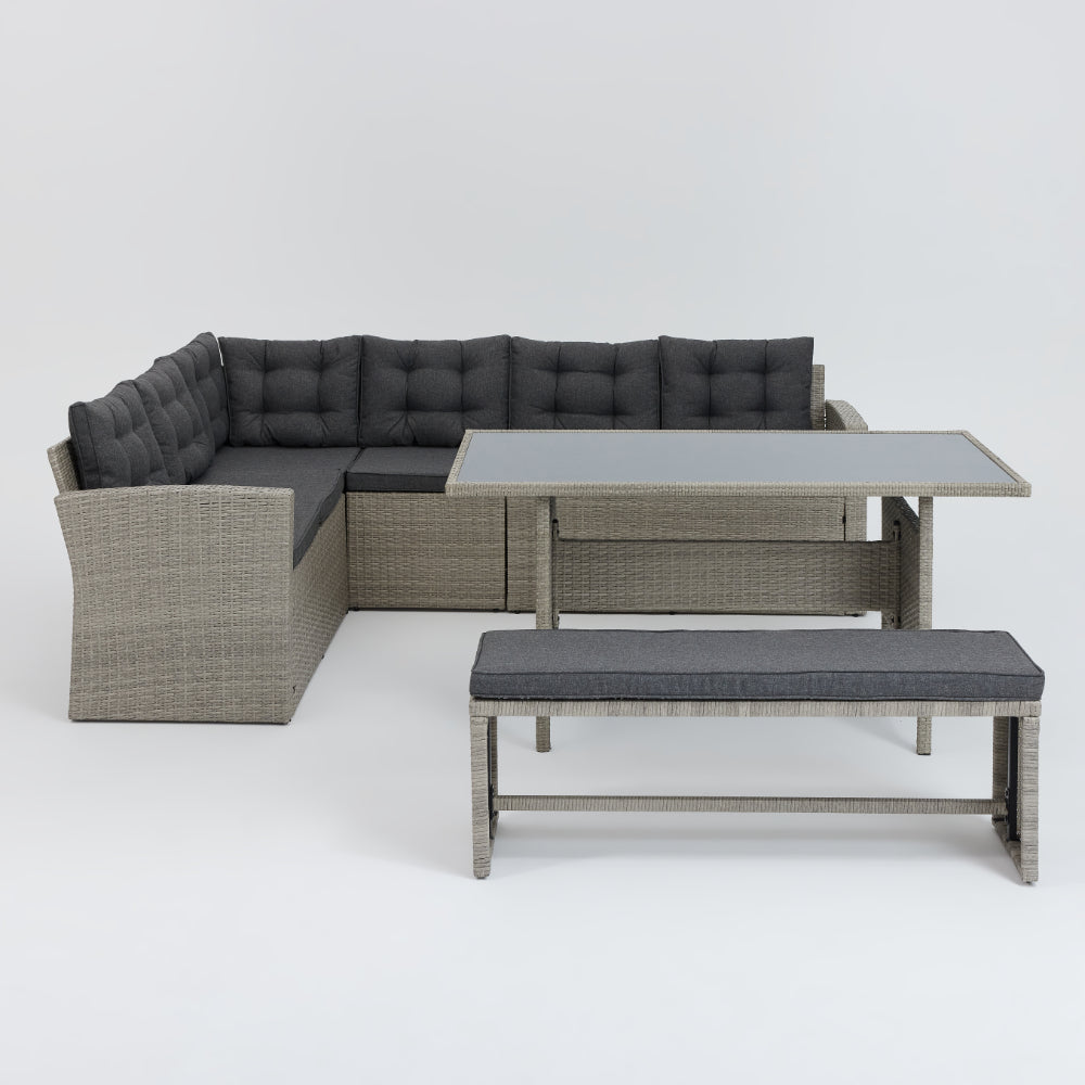Madeira 4 Piece Garden Corner Set with Cover - Grey