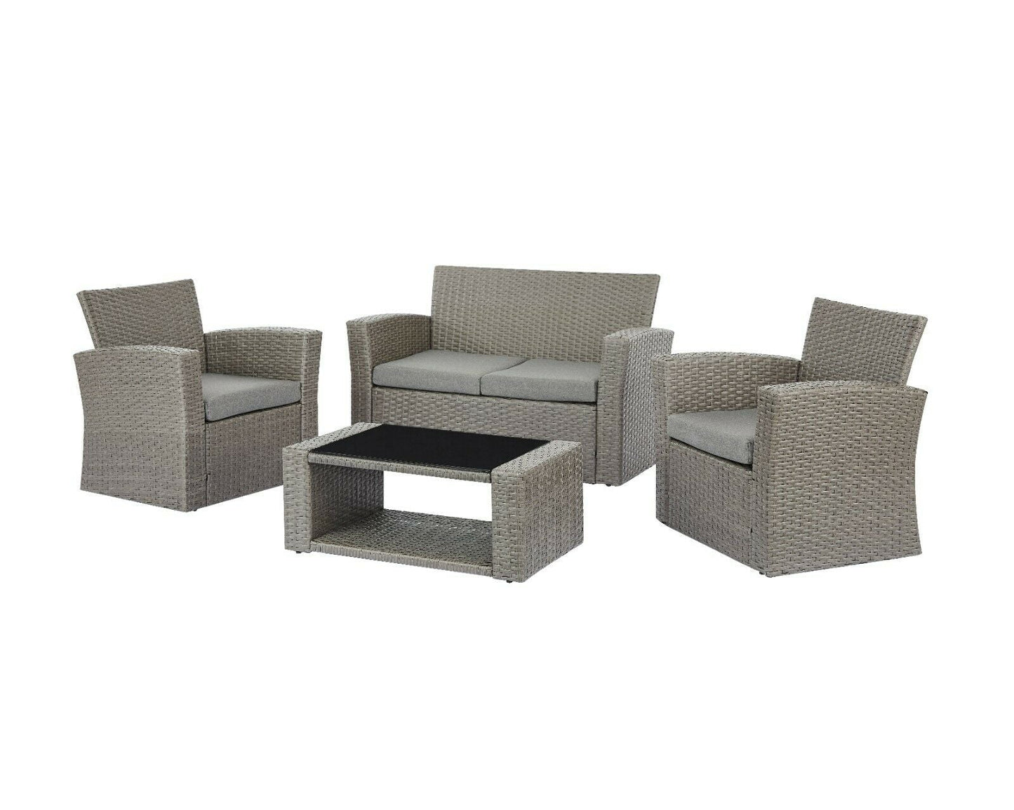 Florence 4 Piece Garden Lounger Set with Cover - Grey