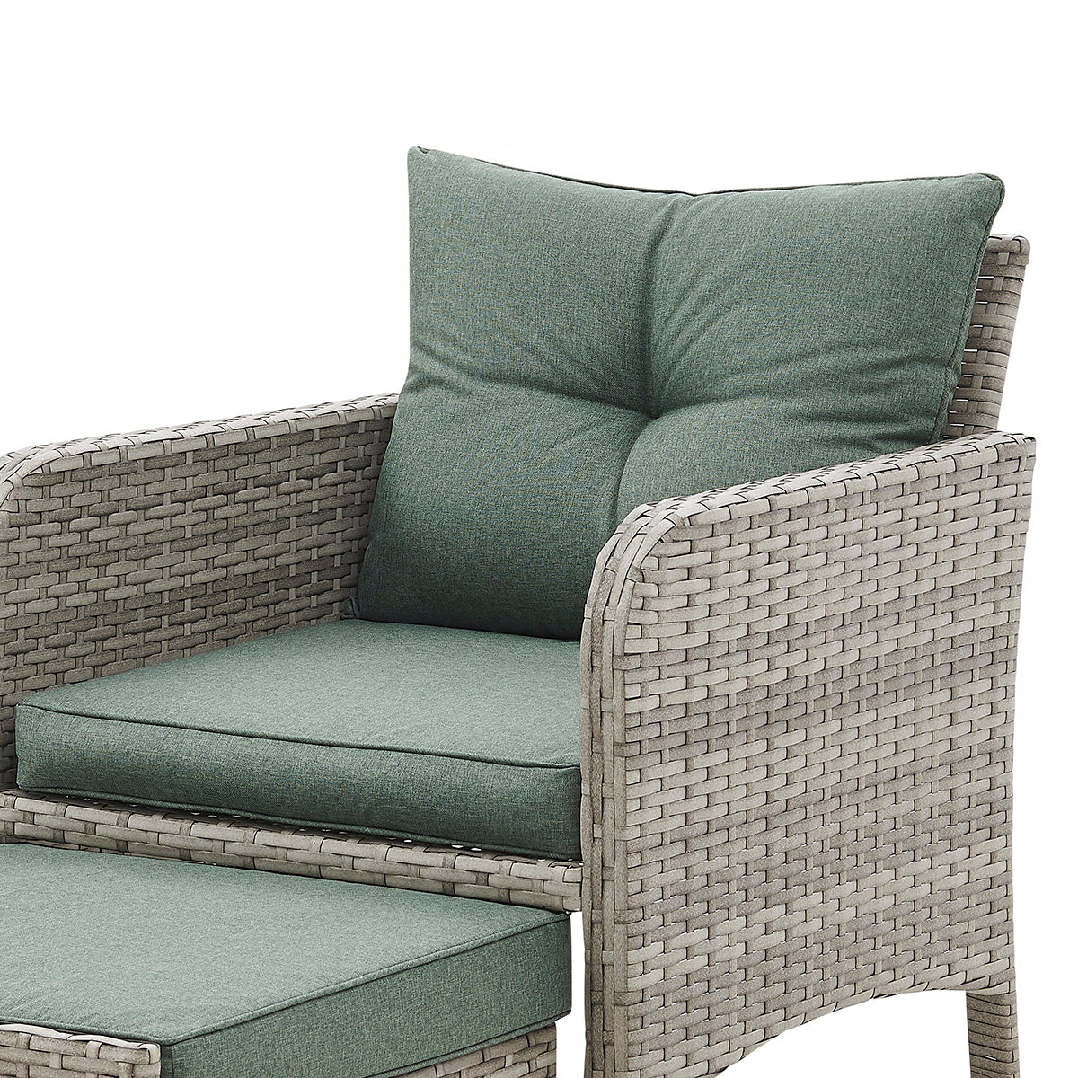 Grenada 5 Piece Garden Armchair Set with Green Cushions and Covers - Grey