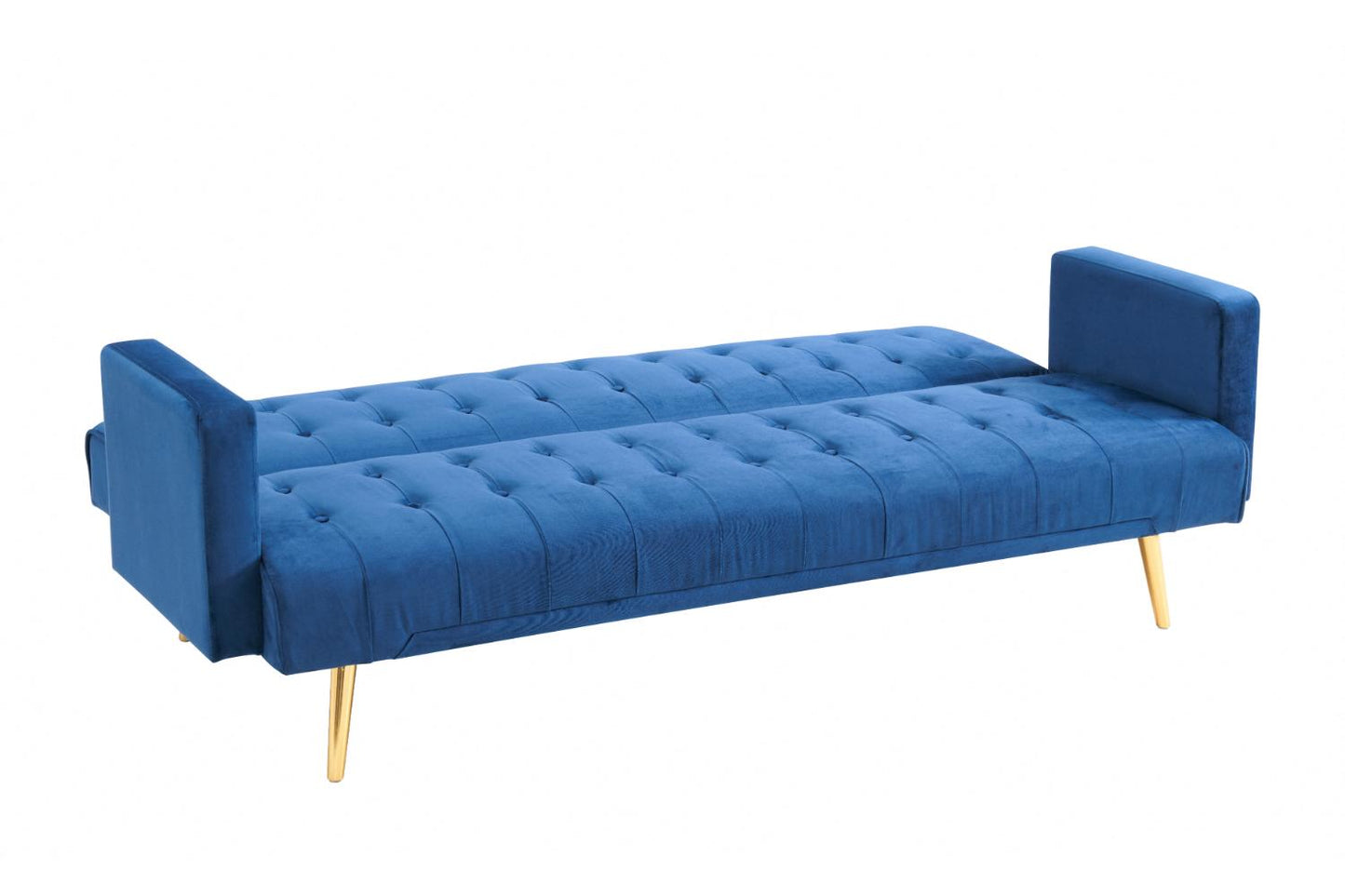 Windsor V2 Blue Velvet Sofabed with Golden Metal Legs
