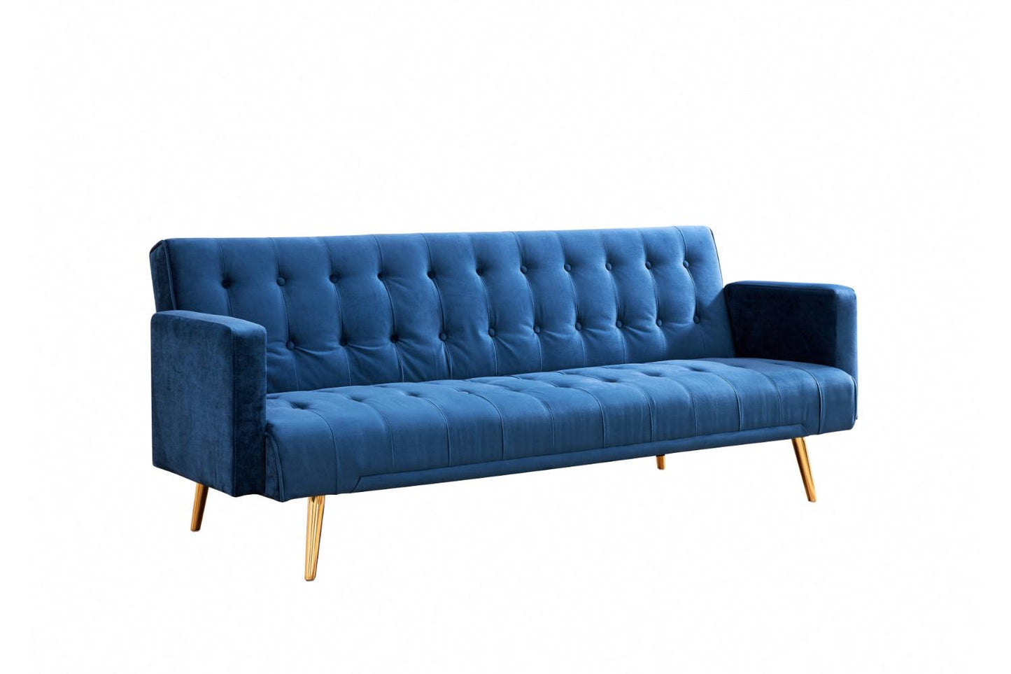 Windsor V2 Blue Velvet Sofabed with Golden Metal Legs