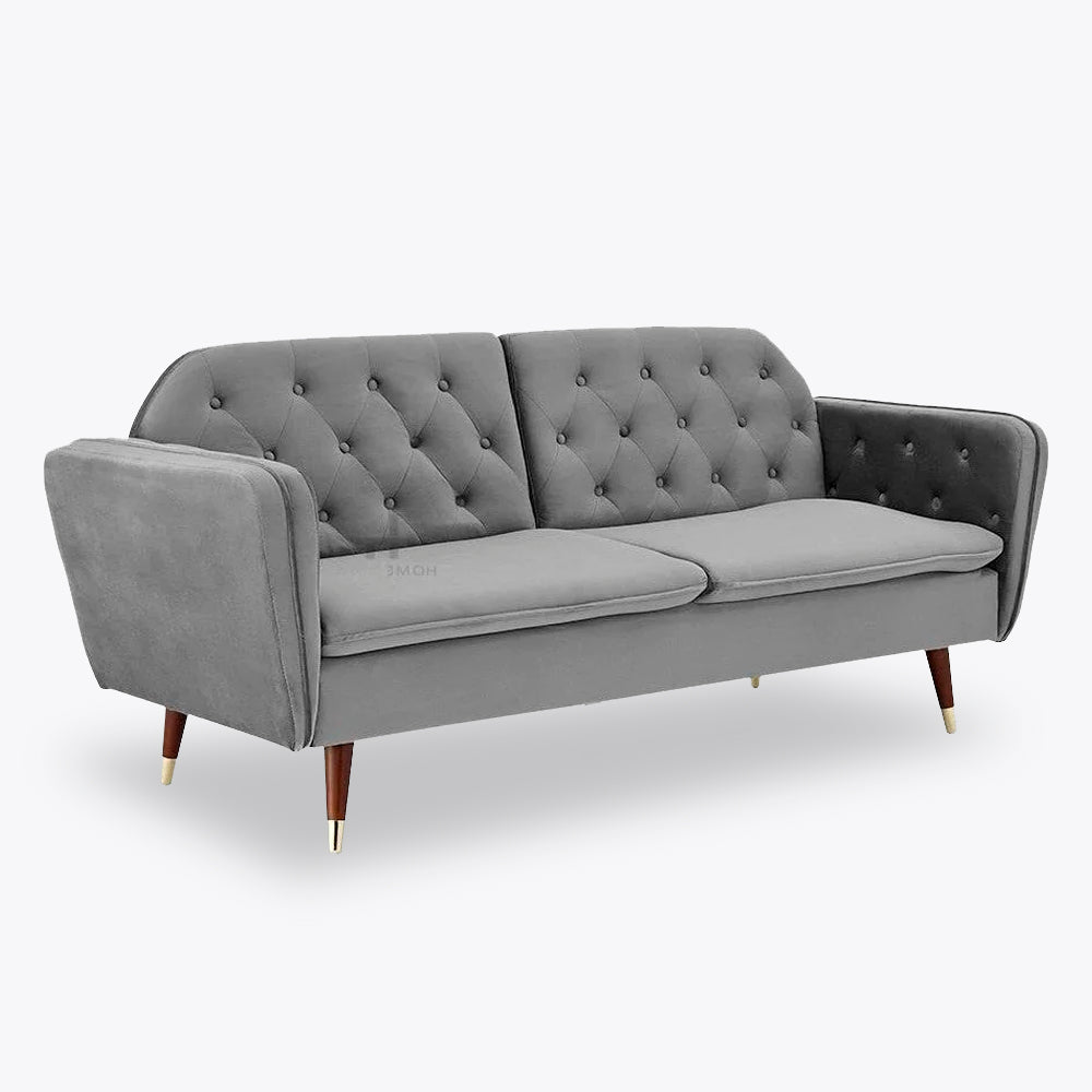 Velvet Fabric Sofa Bed 3 Seater Padded Suite Click Clack Luxury Recliner Sofabed, Dark Grey