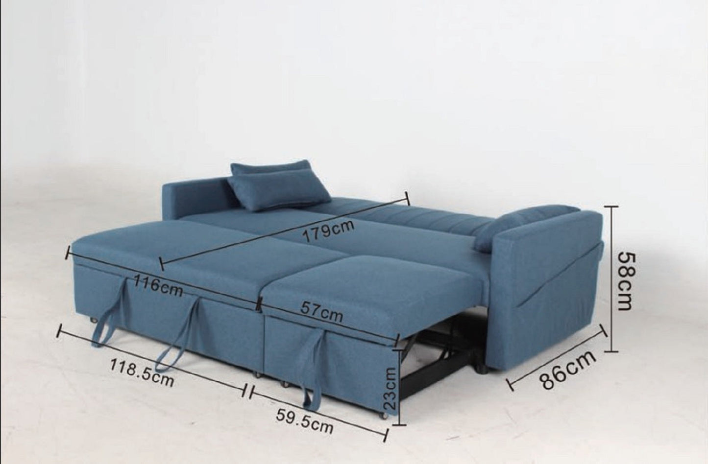 Devon Grey Linen fabric Sofabed