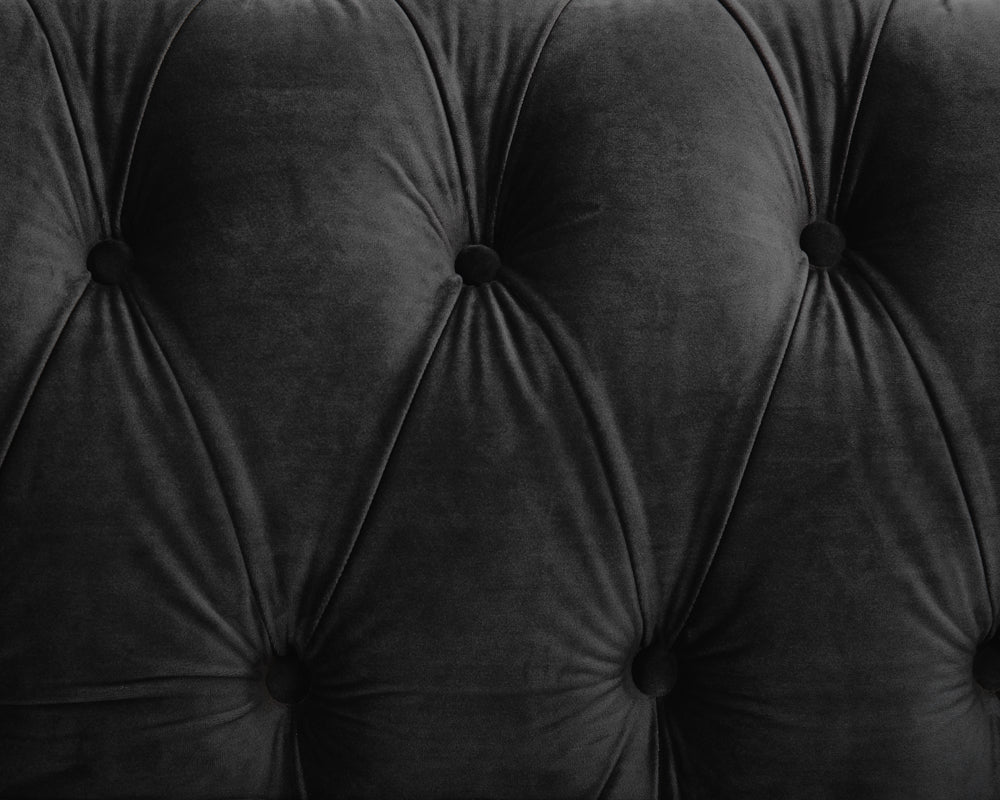 Harper Chesterfield Studded Black Velvet 3 Seater Sofa