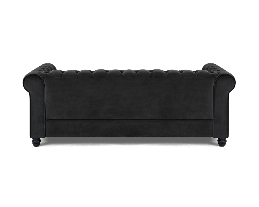 Harper Chesterfield Studded Black Velvet 3 Seater Sofa