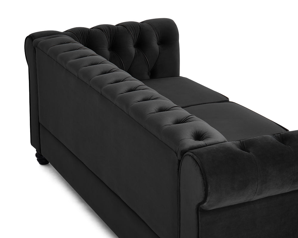 Harper Chesterfield Studded Black Velvet 3 Seater Sofa