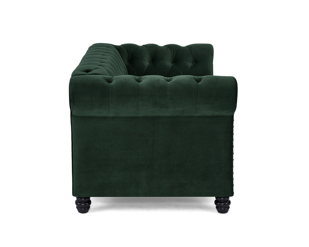 Harper Chesterfield Studded Green Velvet 2 Seater Sofa