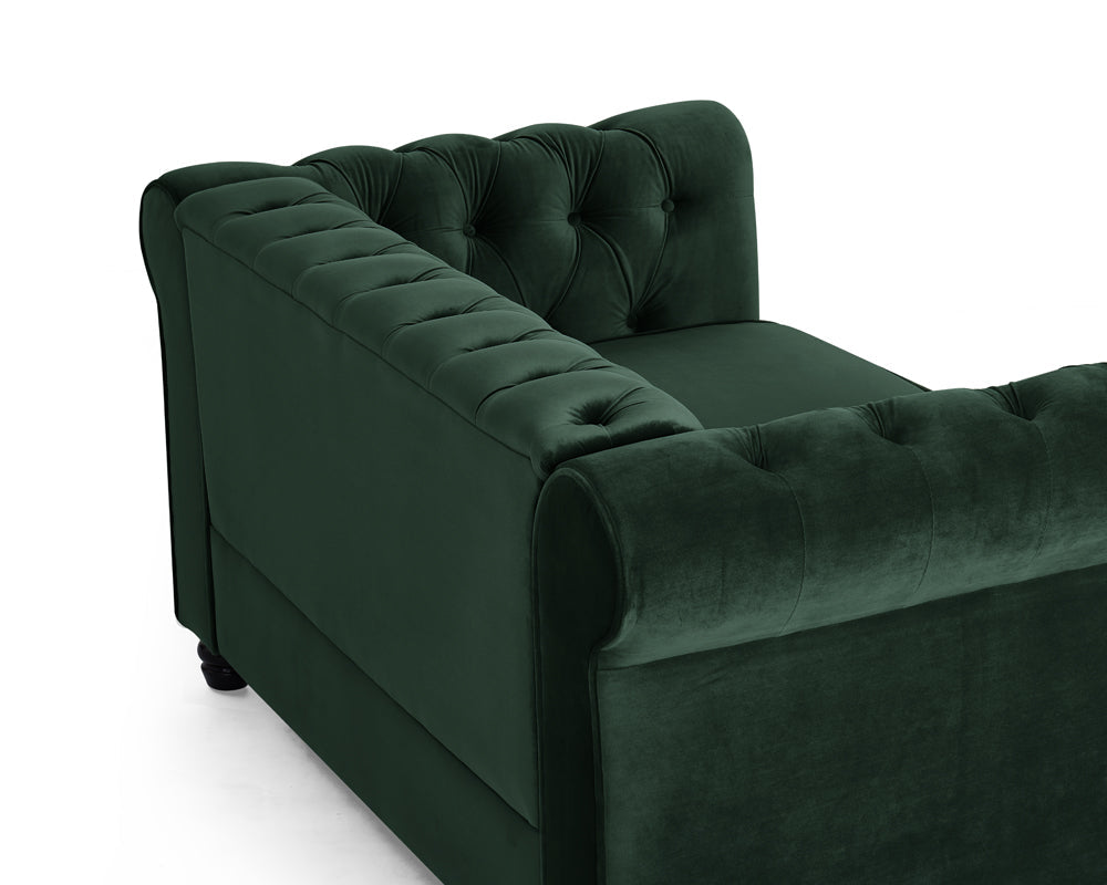 Harper Chesterfield Studded Green Velvet 2 Seater Sofa