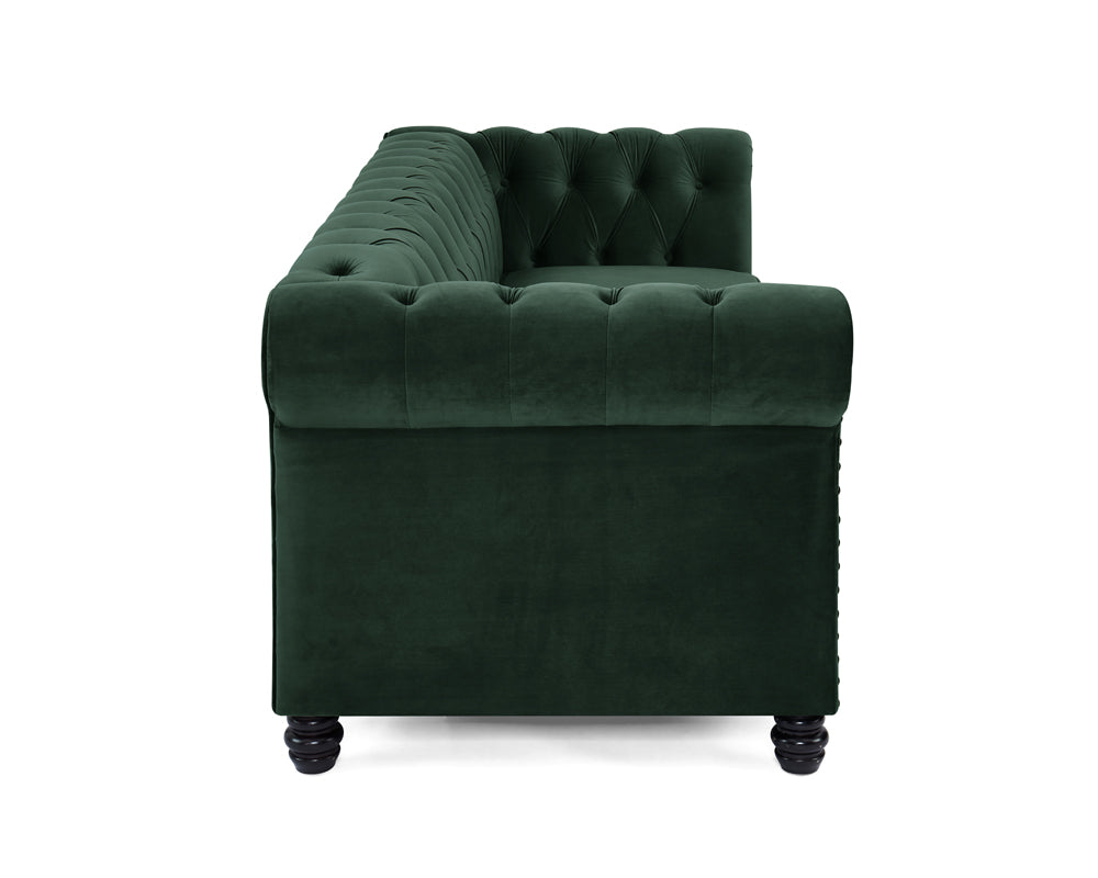 Harper Chesterfield Studded Green Velvet 3 Seater Sofa