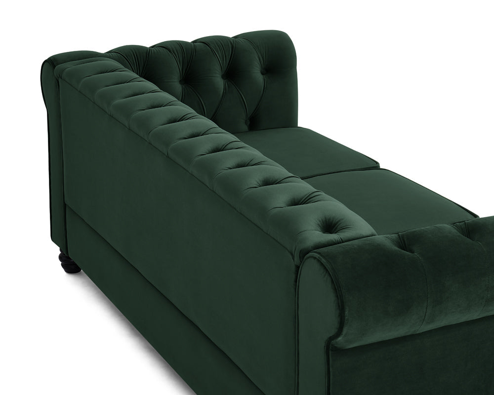 Harper Chesterfield Studded Green Velvet 3 Seater Sofa