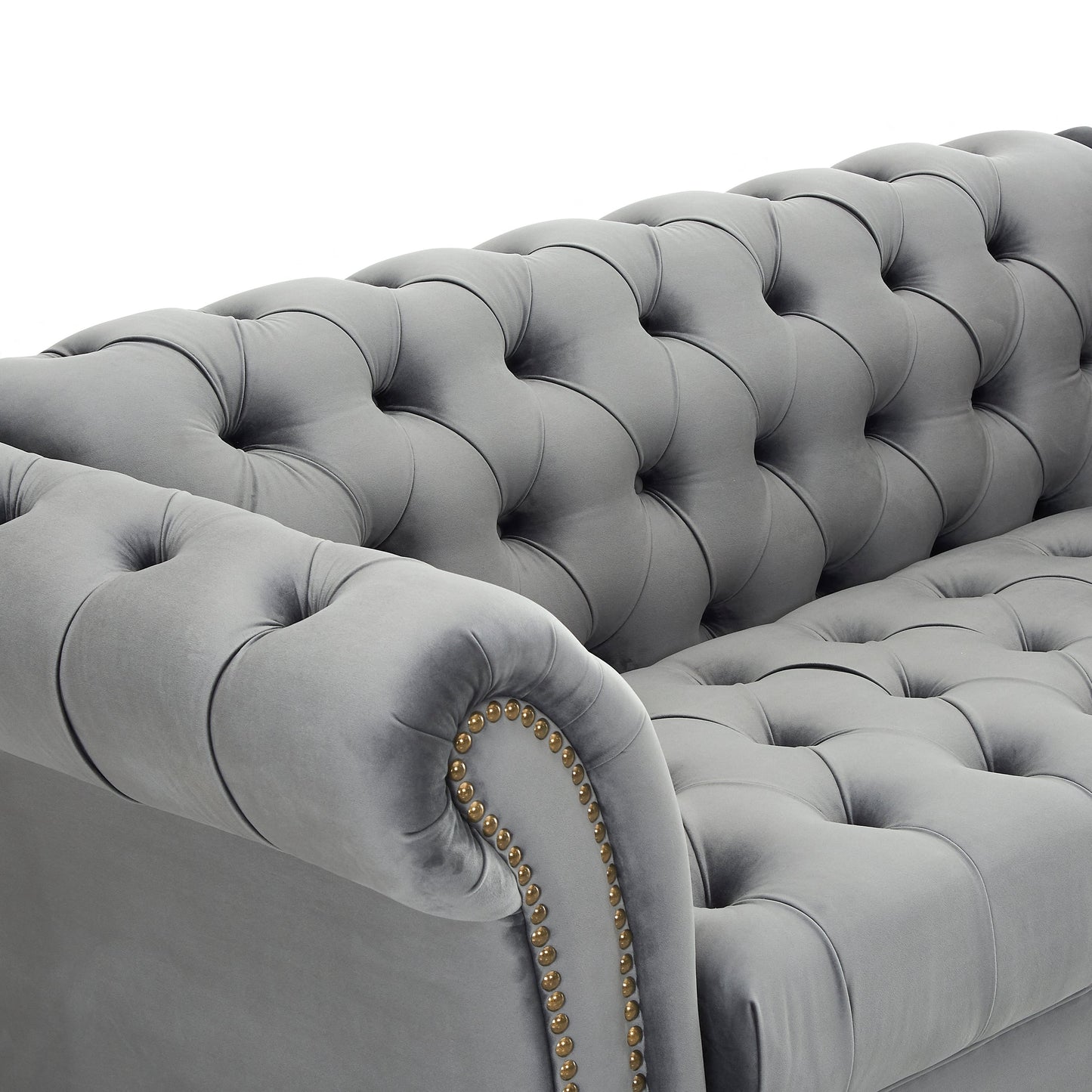 Emma Grey Velvet Curved Sofa 3+2 Fabric Sofa