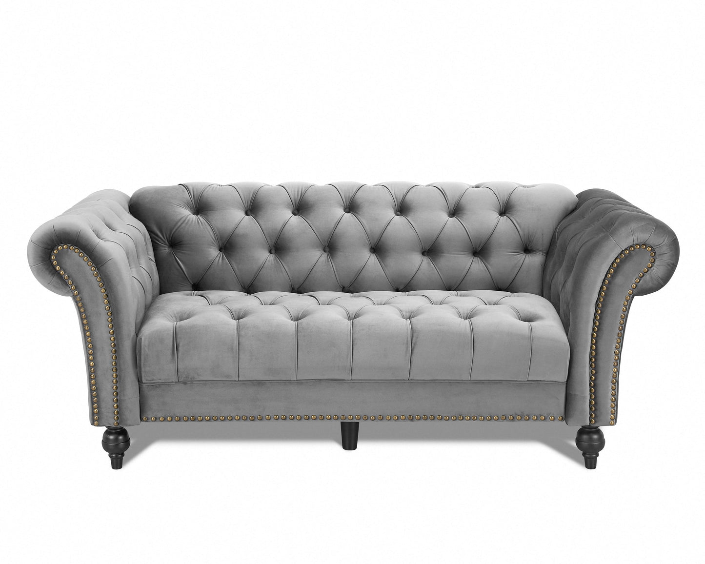 Emma Grey Velvet Curved Sofa 3+2 Fabric Sofa