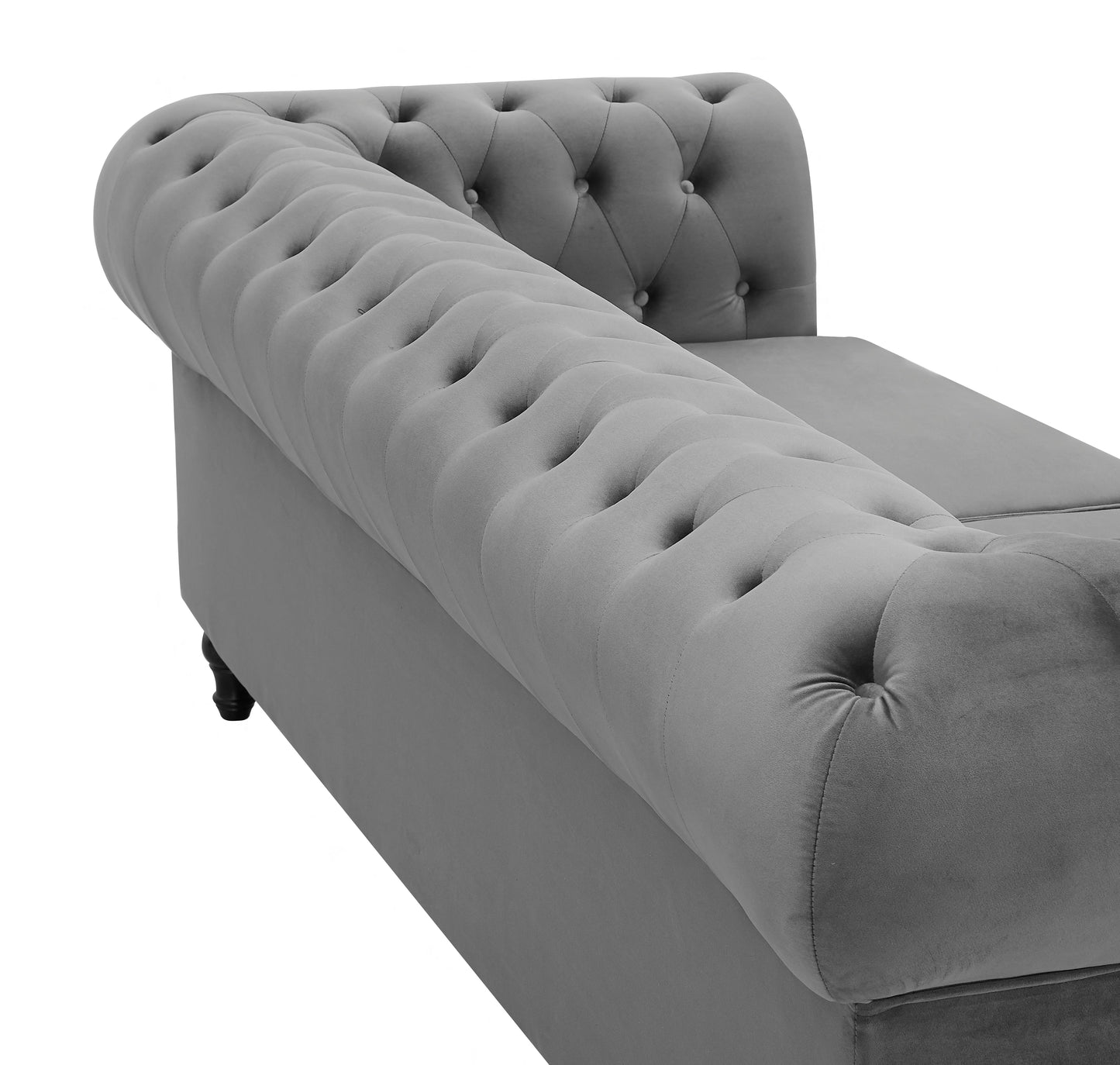 Chesterfield Pleat Grey Velvet sofa 2s