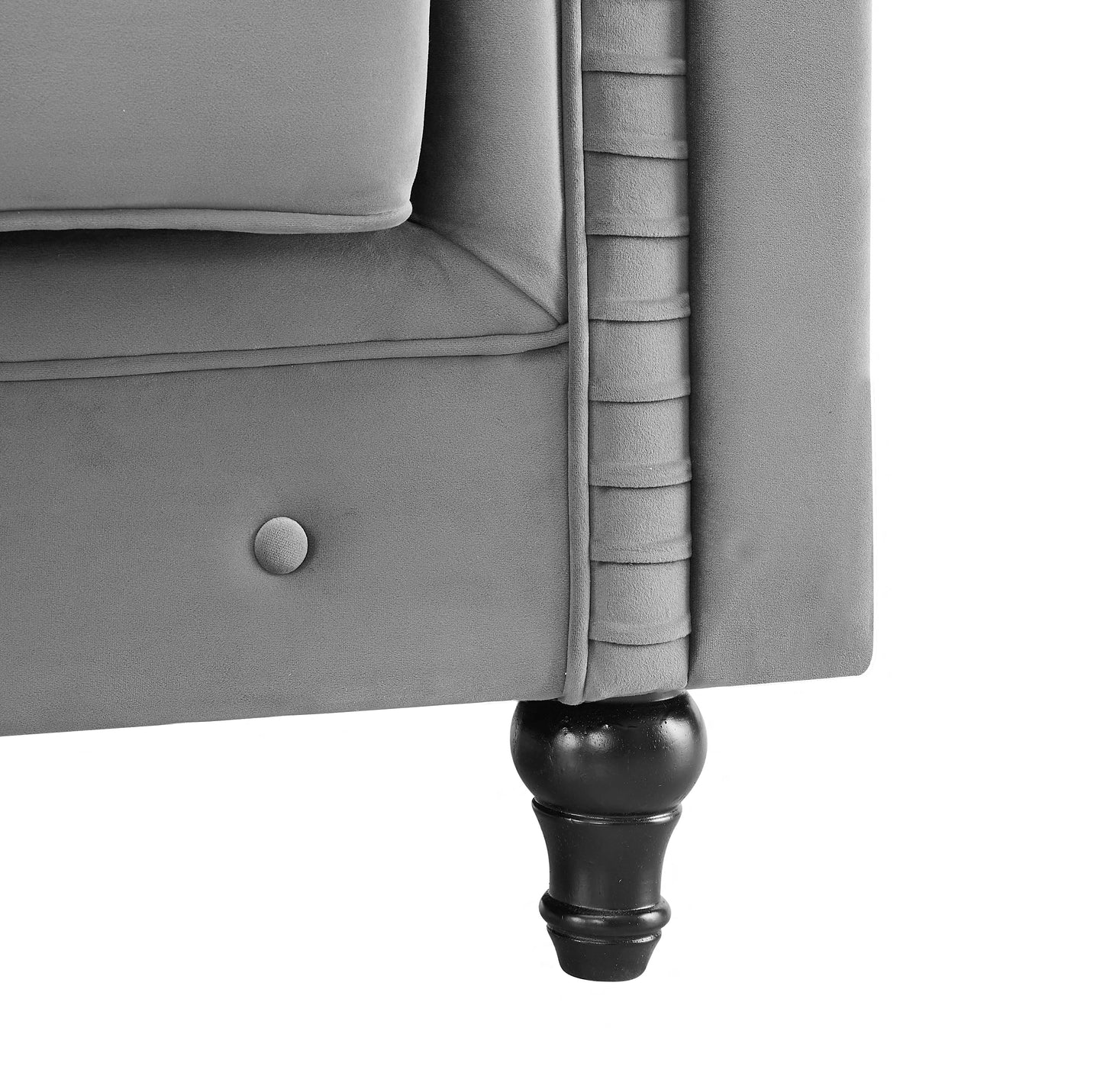 Chesterfield Pleat Grey Velvet sofa 2s