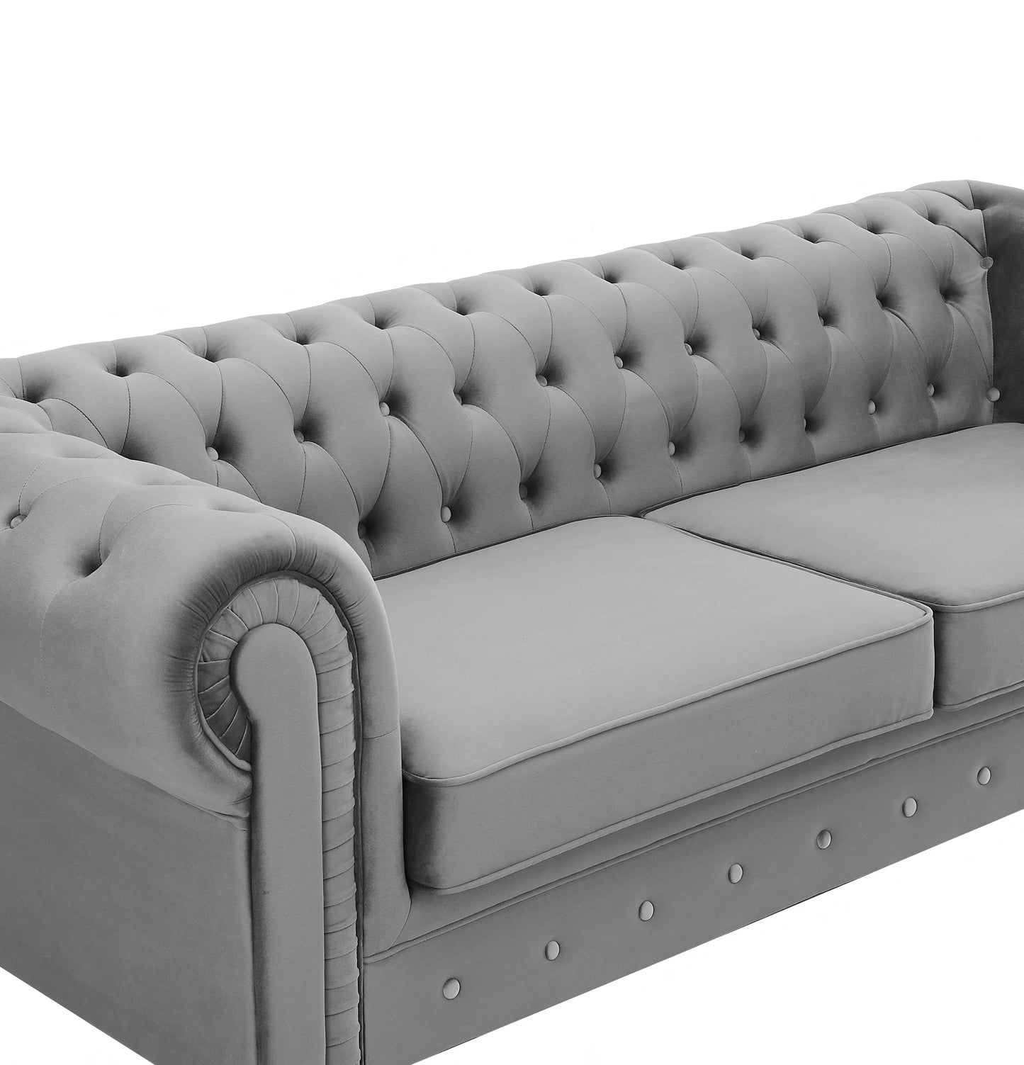 Chesterfield Pleat Grey Velvet sofa 2s