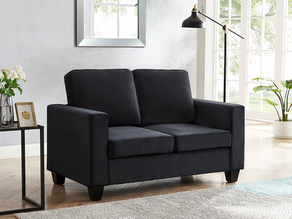 Dakota Black Velvet 2 Seater Sofa