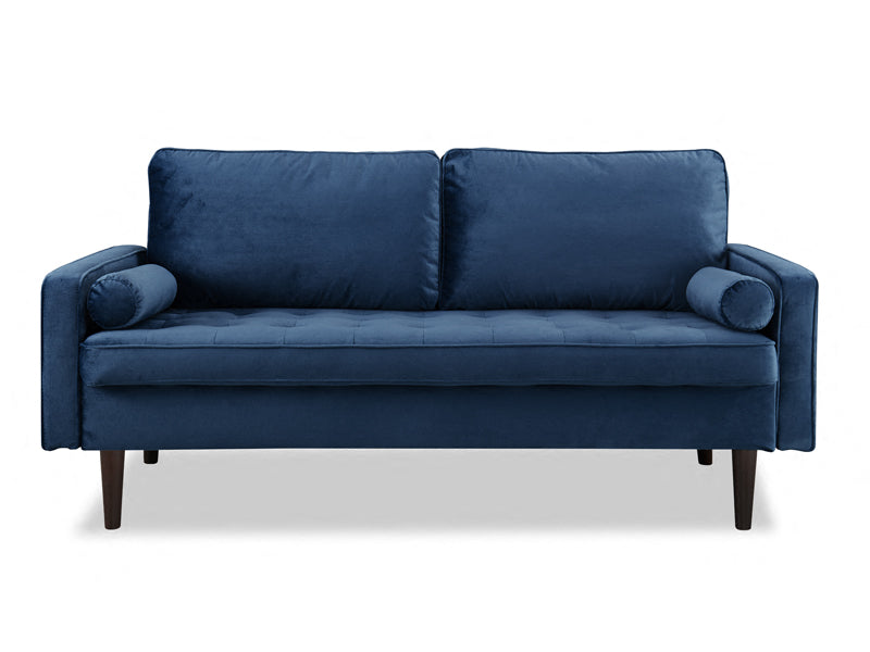 Anya 3 Seater Velvet Upholstered Cushion Sofa - Blue