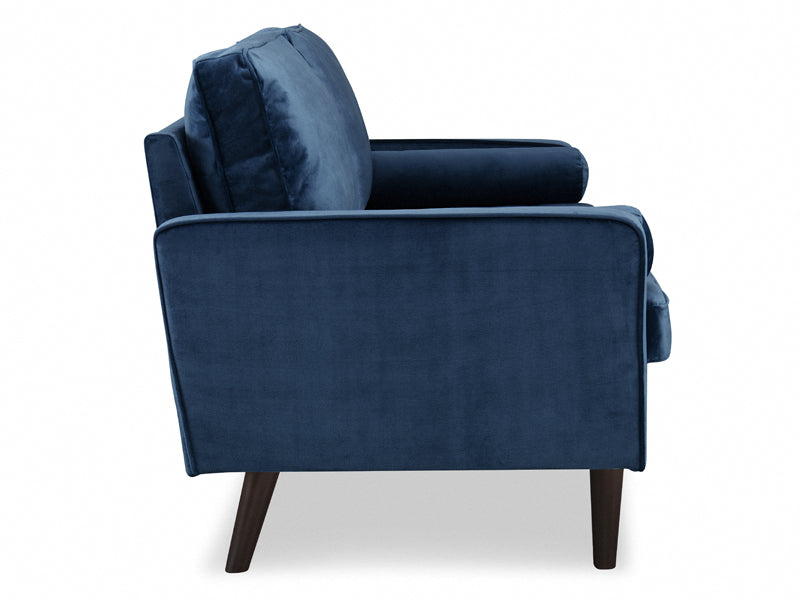 Anya 3 Seater Velvet Upholstered Cushion Sofa - Blue
