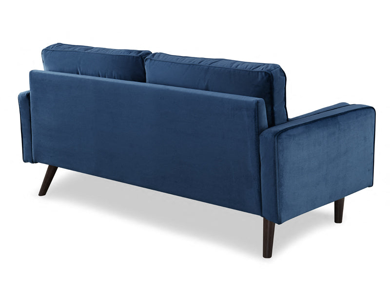 Anya 3 Seater Velvet Upholstered Cushion Sofa - Blue
