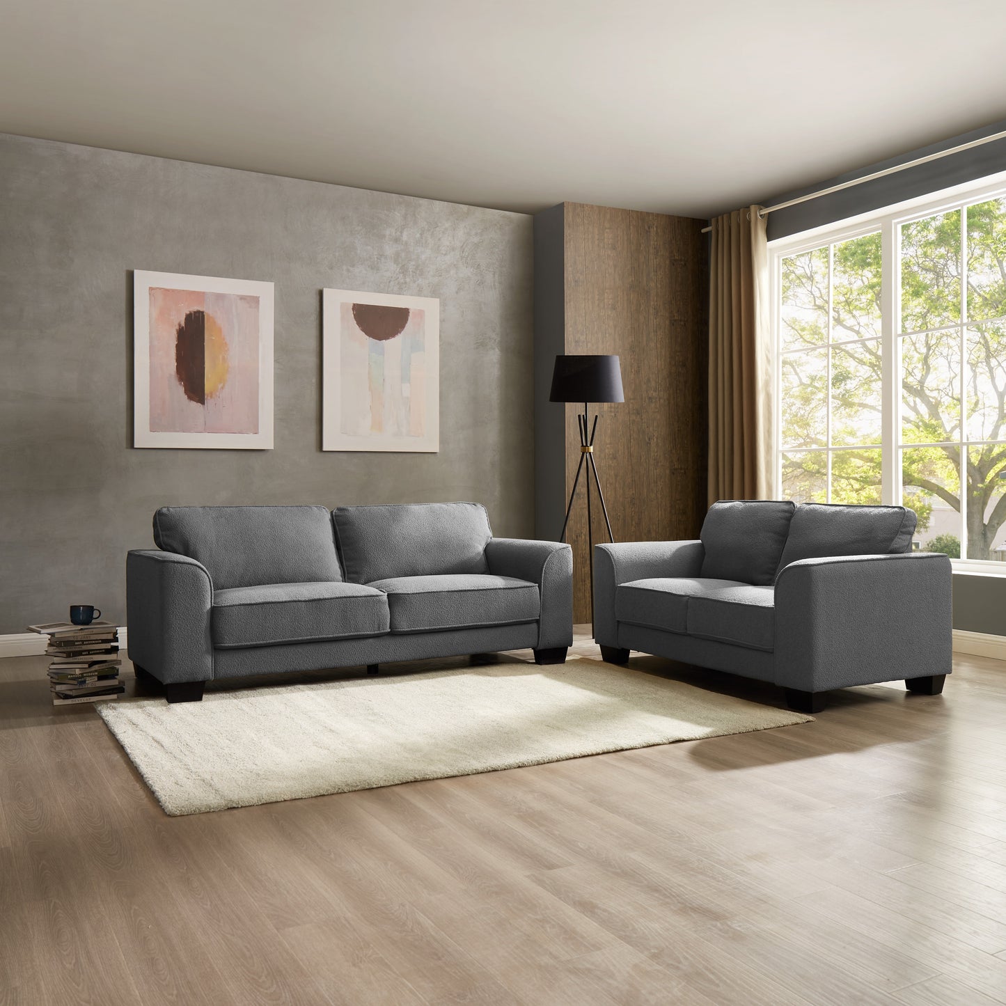 Jada Dark Grey Boucle Fabric 2 Seater Sofa