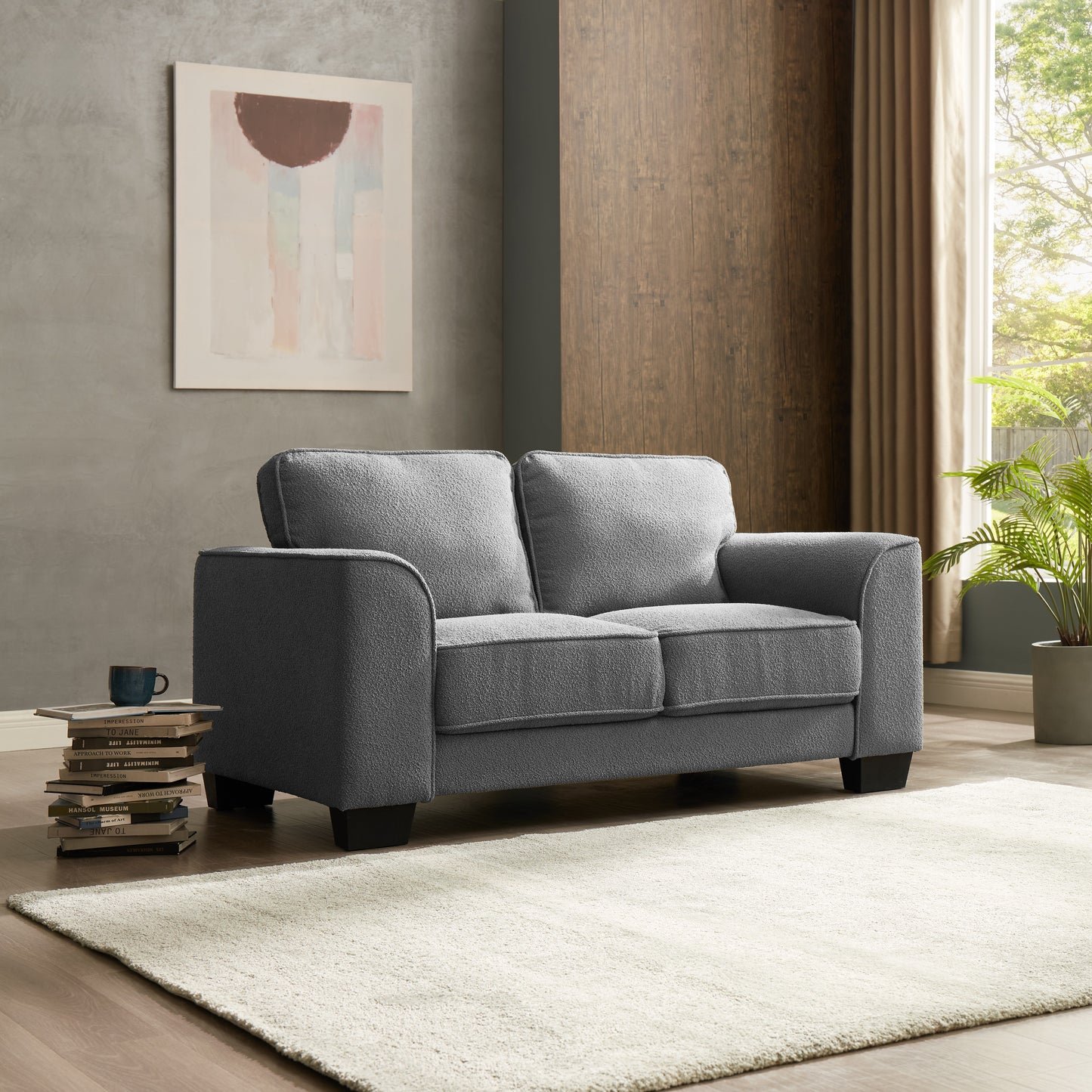 Jada Dark Grey Boucle Fabric 2 Seater Sofa