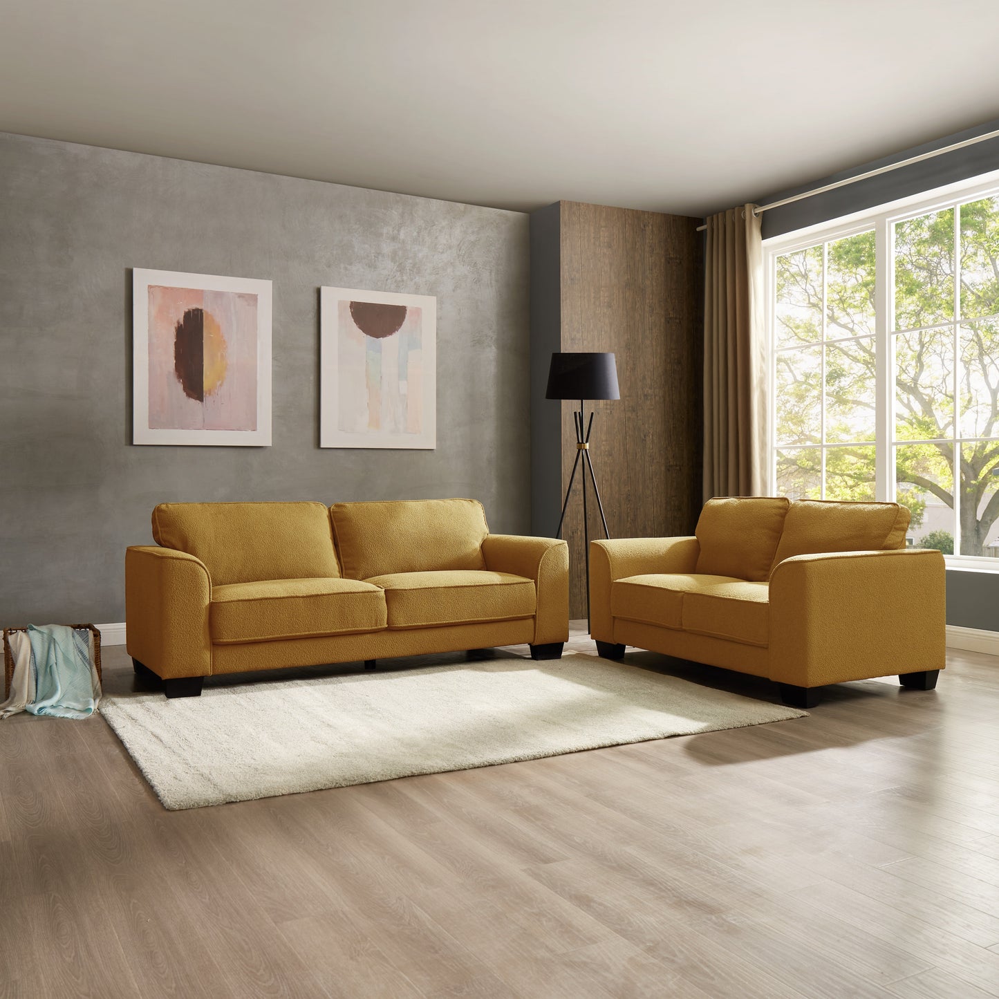 Jada Mustard Boucle Fabric 3 Seater Sofa