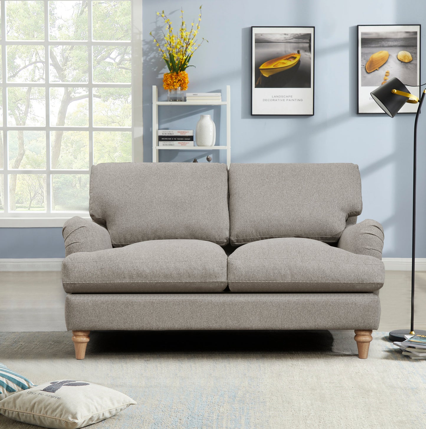Cambridge 2 Seater Beige Linen Sofa