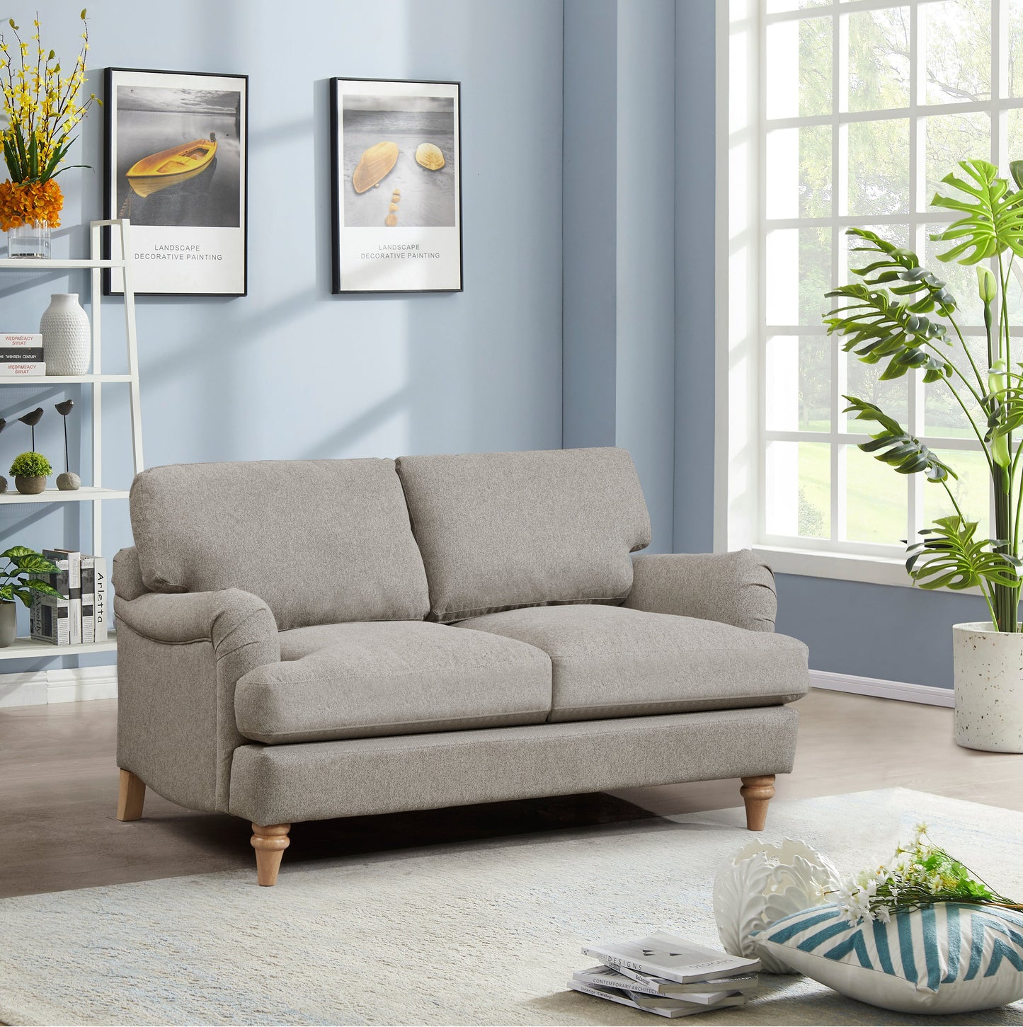 Cambridge 2 Seater Beige Linen Sofa