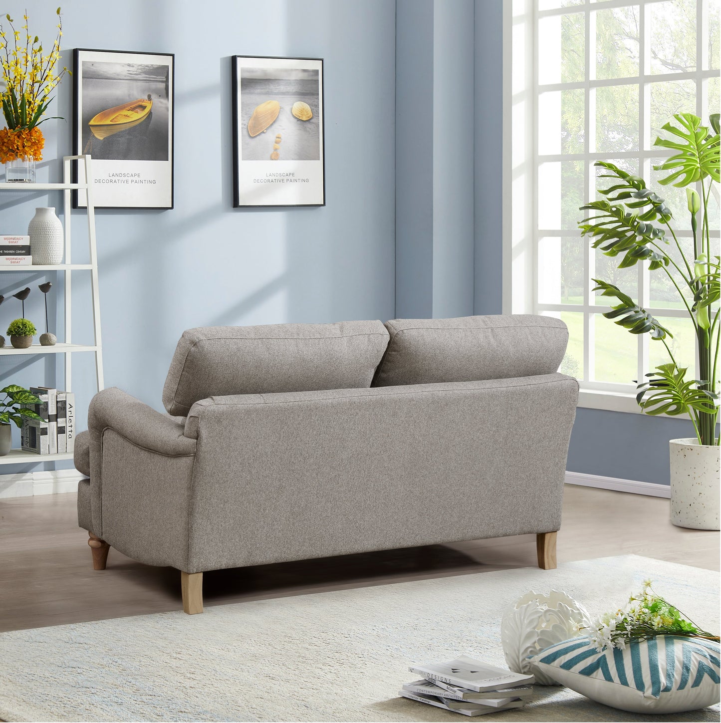 Cambridge 2 Seater Beige Linen Sofa
