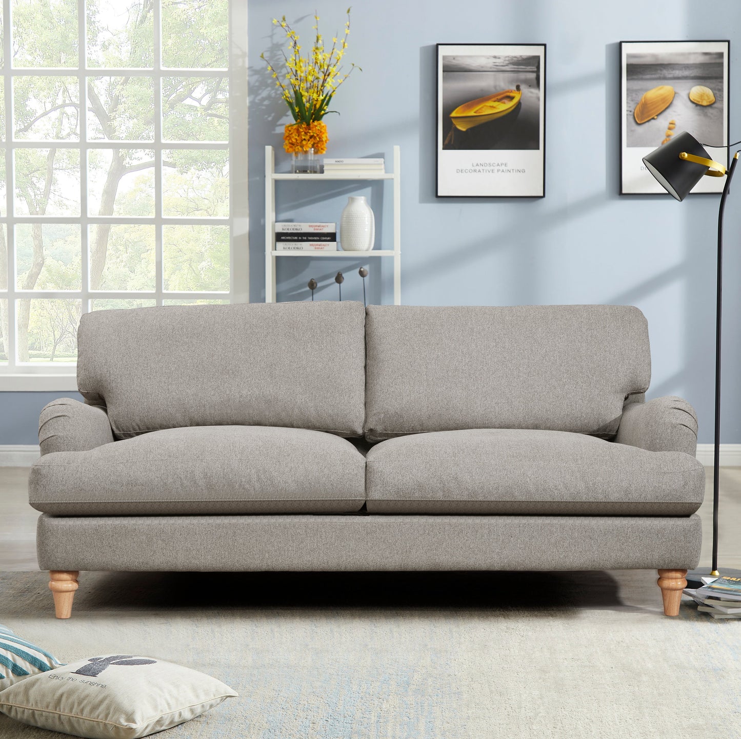 Cambridge 3 Seater Beige Linen Sofa