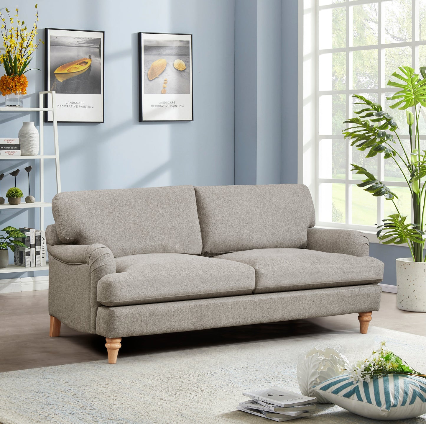 Cambridge 3 Seater Beige Linen Sofa