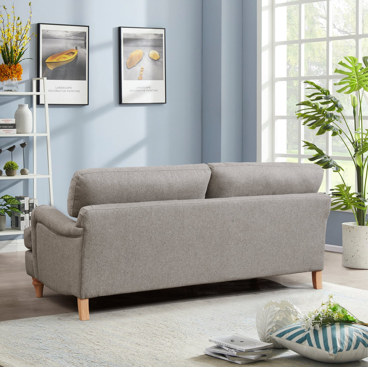 Cambridge 3 Seater Beige Linen Sofa