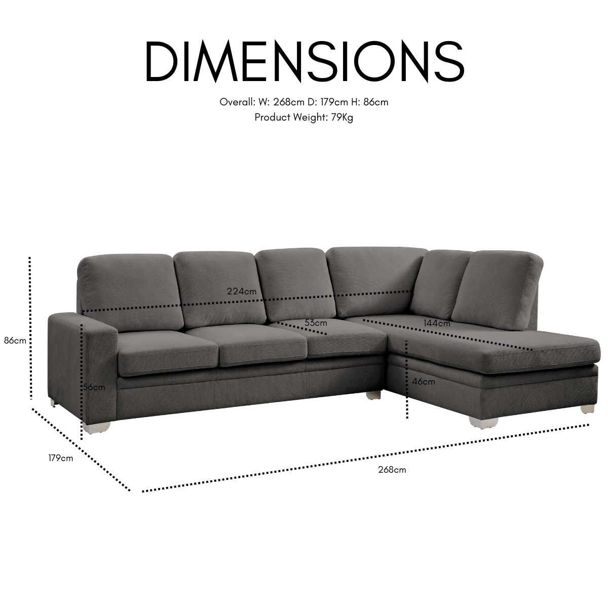 Atlas Right-Hand Corner Sofa, Dark Grey Linen