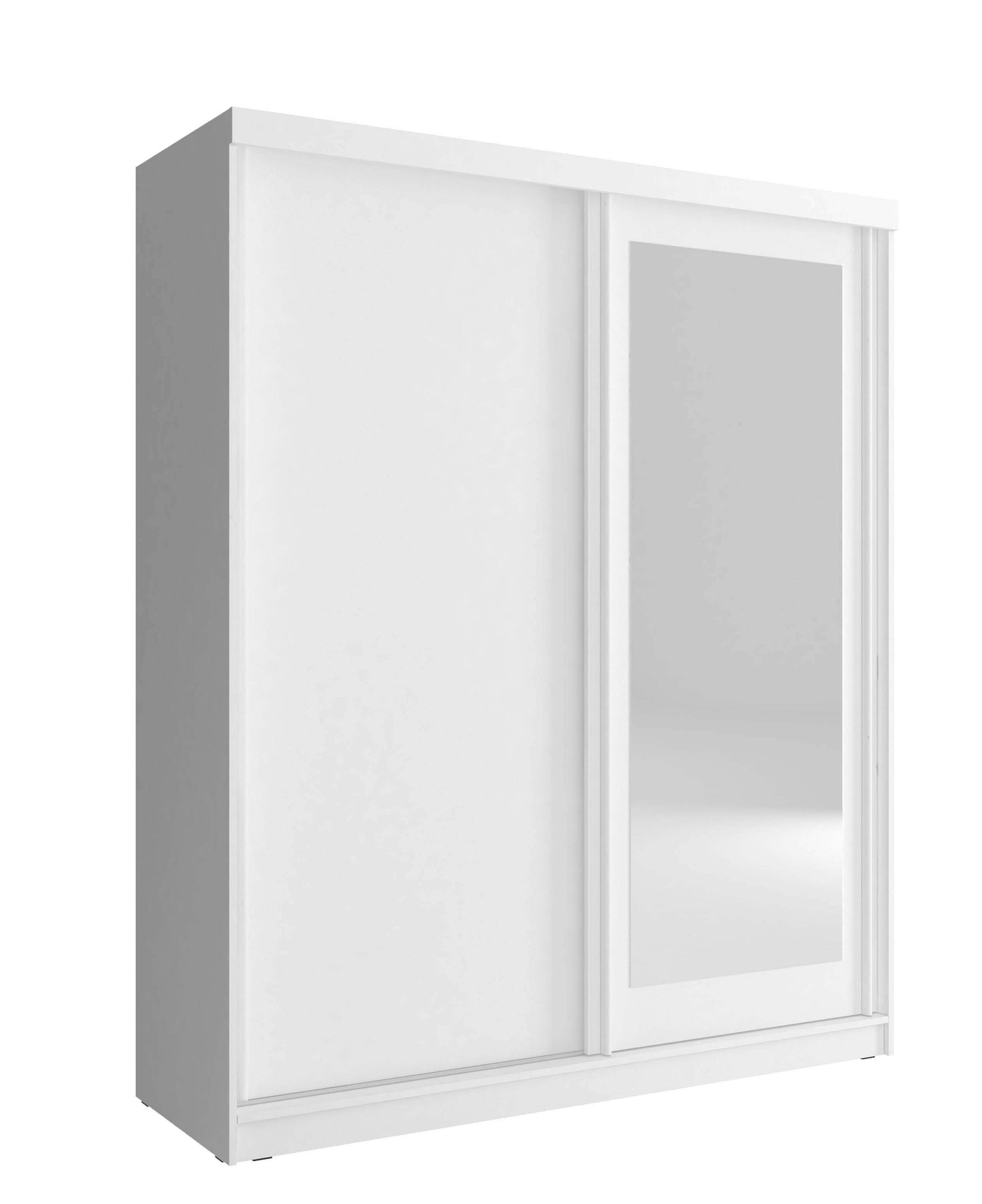 Nord 200cm 2Door Sliding Wardrobe with 1 Mirrored Door - White