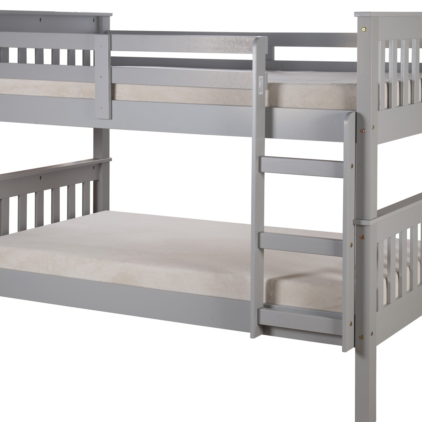 Alfie Bunk Bed - Grey With 2 Budget Mattress