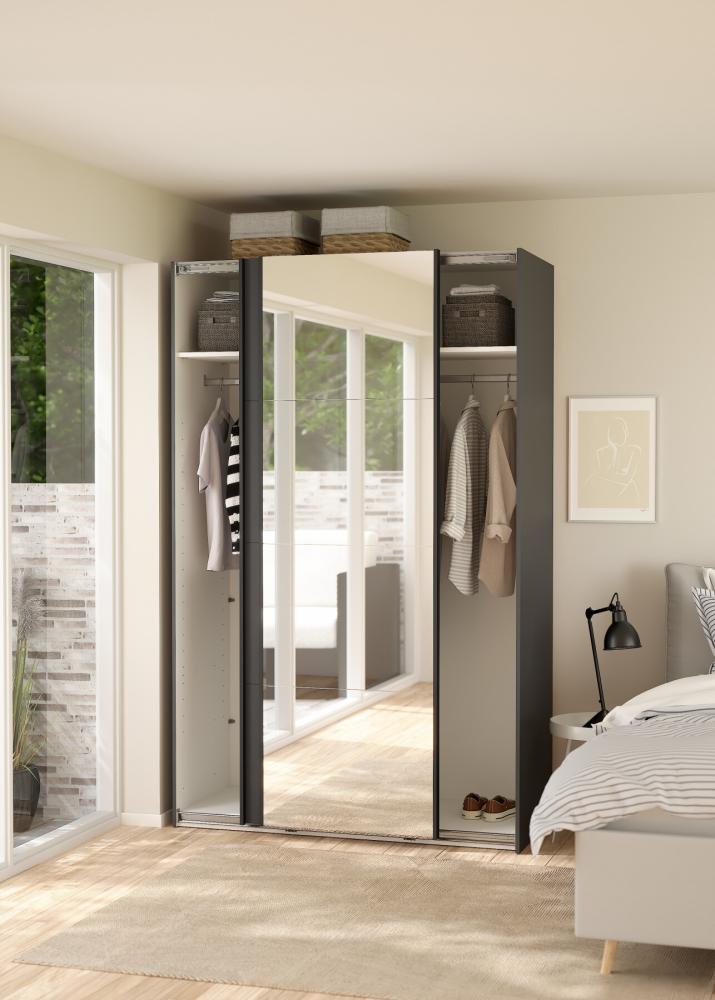 Bergamo Sliding Robe - 1 Mirrored Door + 1 Plain Door - Grey 140cm