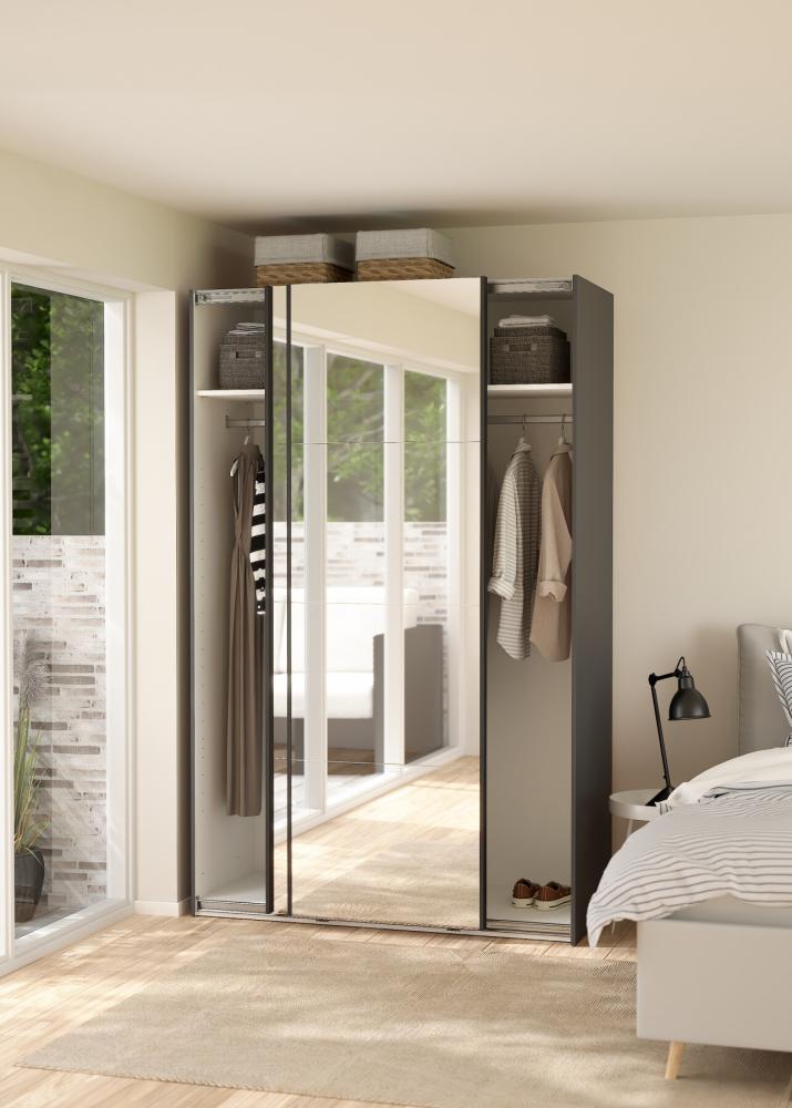 Bergamo Robe 2 Door Sliding Robe, Both Mirrored - Grey 140cm