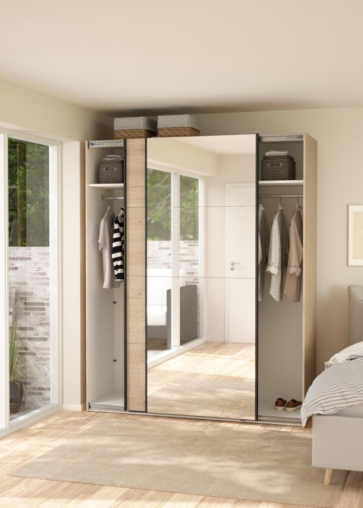 Bergamo Sliding Robe - 1 Mirrored Door + 1 Plain Door - Jackson Hickory 180cm