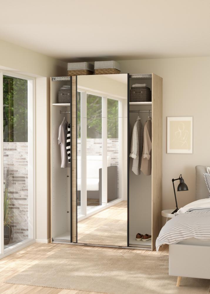 Bergamo Sliding Robe - 1 Mirrored Door + 1 Plain Door - Jackson Hickory 140cm