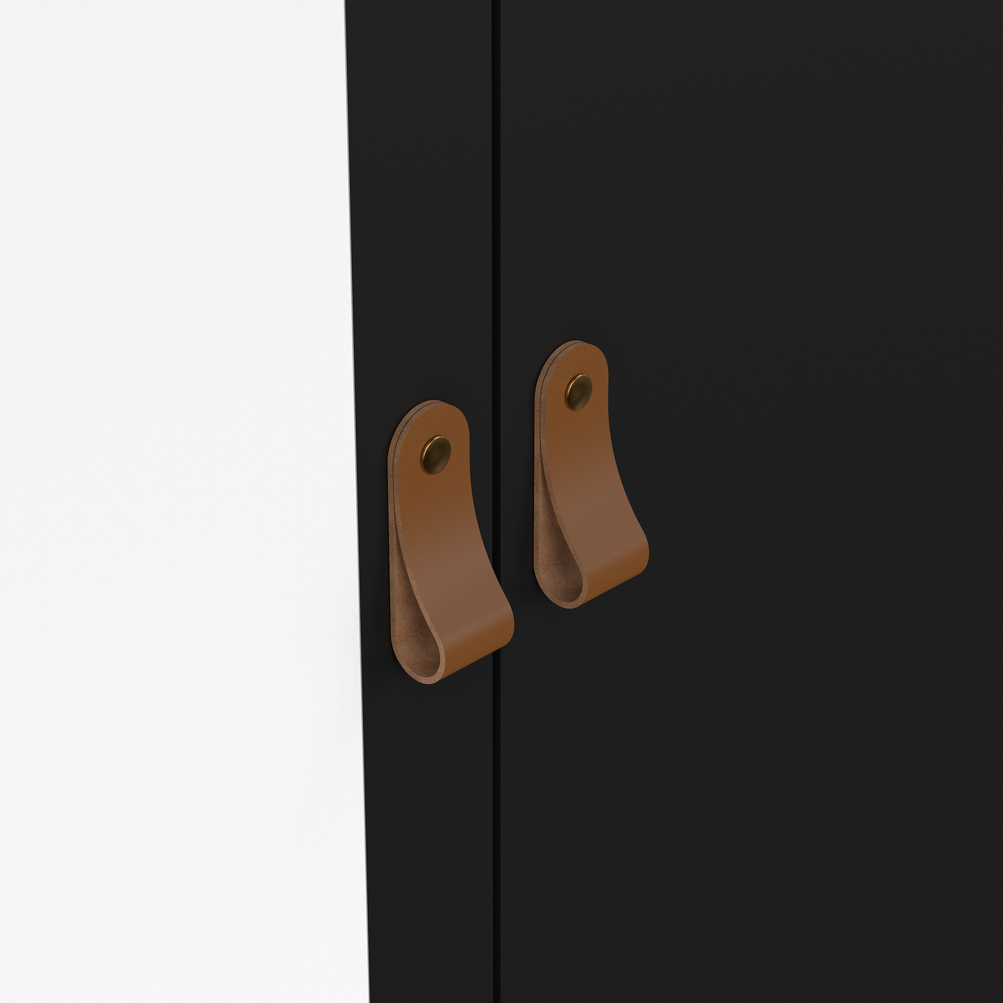 Madrid Wardrobe with 1 Plain door 1 mirror door and 2 drawers - Black