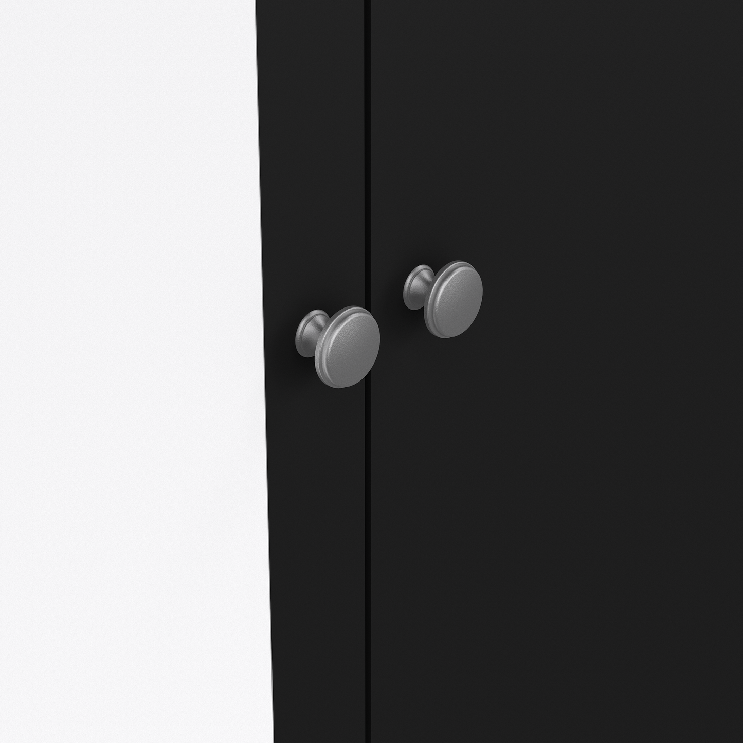 Madrid Wardrobe with 1 Plain door 1 mirror door and 2 drawers - Black