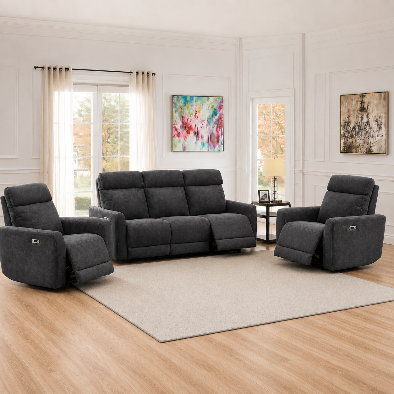 Edgetown 3P+ 1P+1P - Grey Electric Recliner