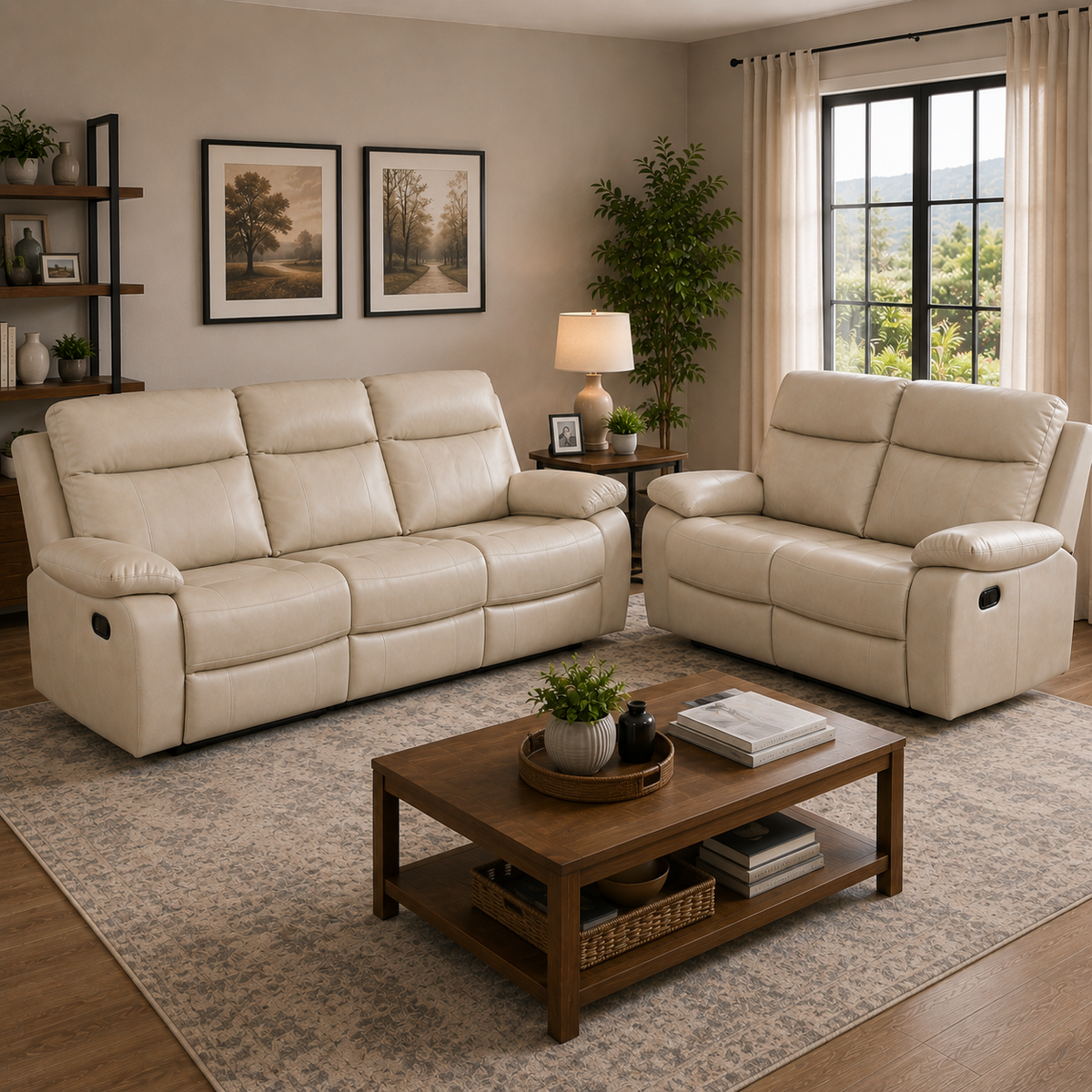 Barnhill 3+2 Leathair Suite - Beige