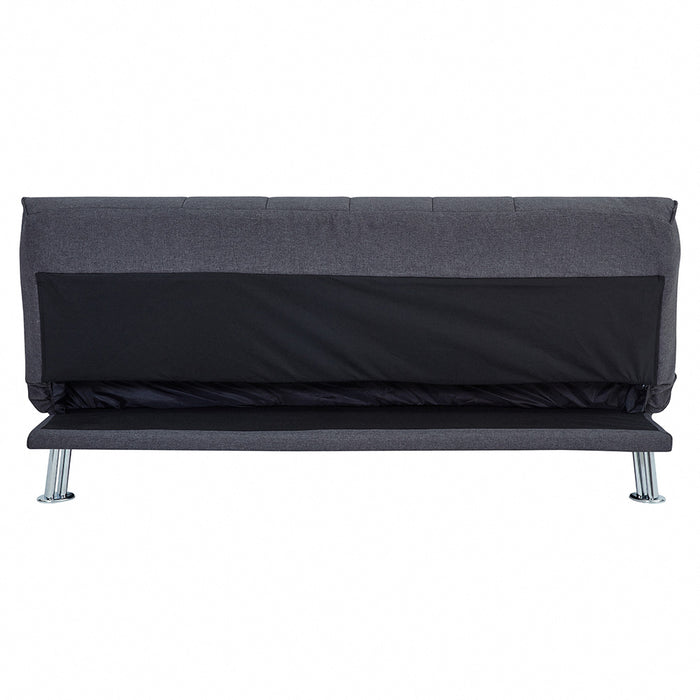 Helena 3 Seater Fabric Sofa Bed - Grey with chrome legs